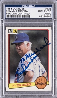 1983 Donruss #138 Tommy Lasorda Signed Manager Card - PSA/DNA Authentic